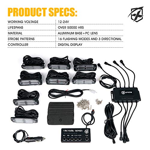 Xprite Surface Mount Strobe Lights Kit with Control Panel, Amber White Grill Grille Side Marker Flashing Emergency Warning Light for Trucks Vehicles ATV RV Cars Van 8PCS by Xprite - Image 7