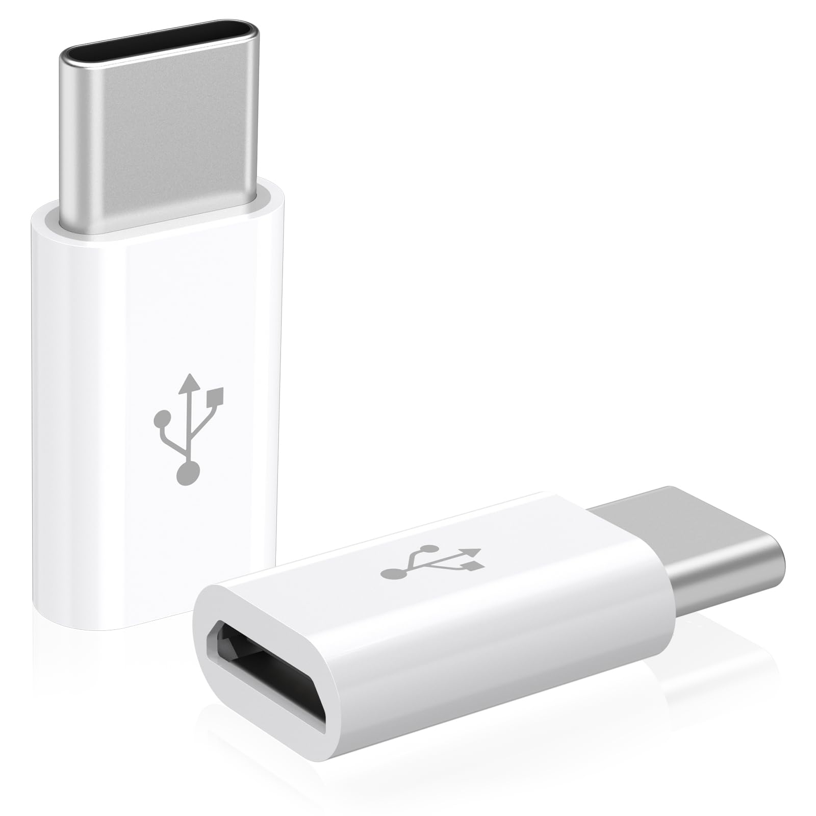 Tobfit Adapter USB C auf Micro USB (2Stück), USB-C Stecker auf Micro-USB Buchse Adapter für Samsung Galaxy, Typ-C Handys, Huawei, Xiaomi, Tablets und Mehr(Weiß)