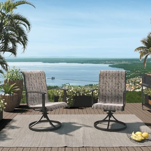 Grand patio Outdoor Swivel Dining Chairs Set of 2, 360 Degree Mesh Sling Rocker Sets for Deck, Garden Backyard, Black & Grey Plaid — view 5