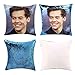 Harry Styles - Federa per cuscino con paillette, regalo divertente, reversibile, decorazione per la casa, 46 x 16 cm, colore: blu lago B
