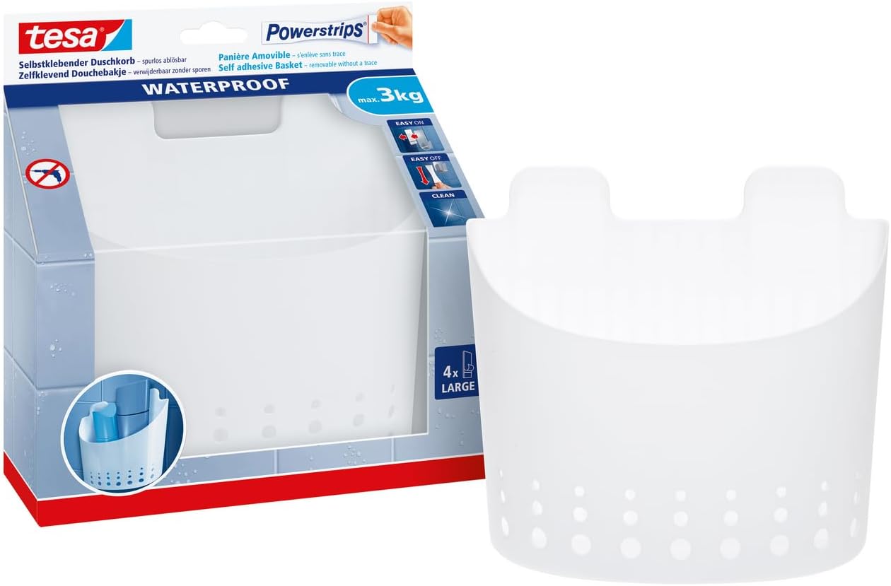 Gancio Adesivo Tesa Powerstrips - Per Bagno, Fino A 2kg - Impermeabile - Foto 3