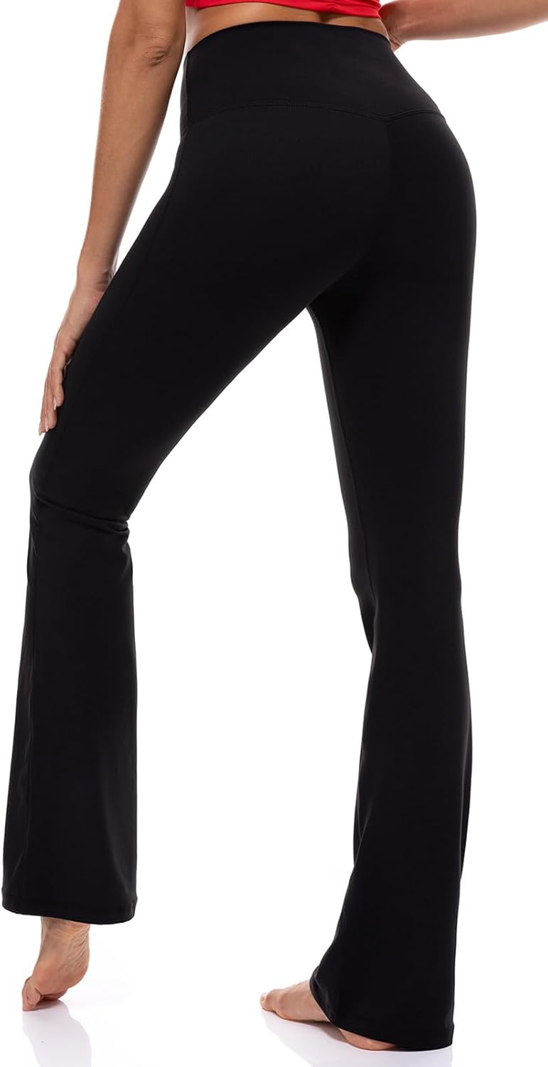 Ukaste Women's Petite Flare Yoga Pants 26"/ 28"/ 30" - High Rise Casual Workout Gym Leggings - Image 2