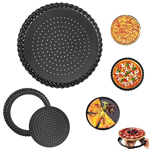 Round Tart Quiche Pan, BKJJ 2 piezas14 cm Molde Redondo para Quiche, Molde redondo para tarta quiche, Delicious Molde Quiche con Base Desmontable - Recubrimiento Antiadherente