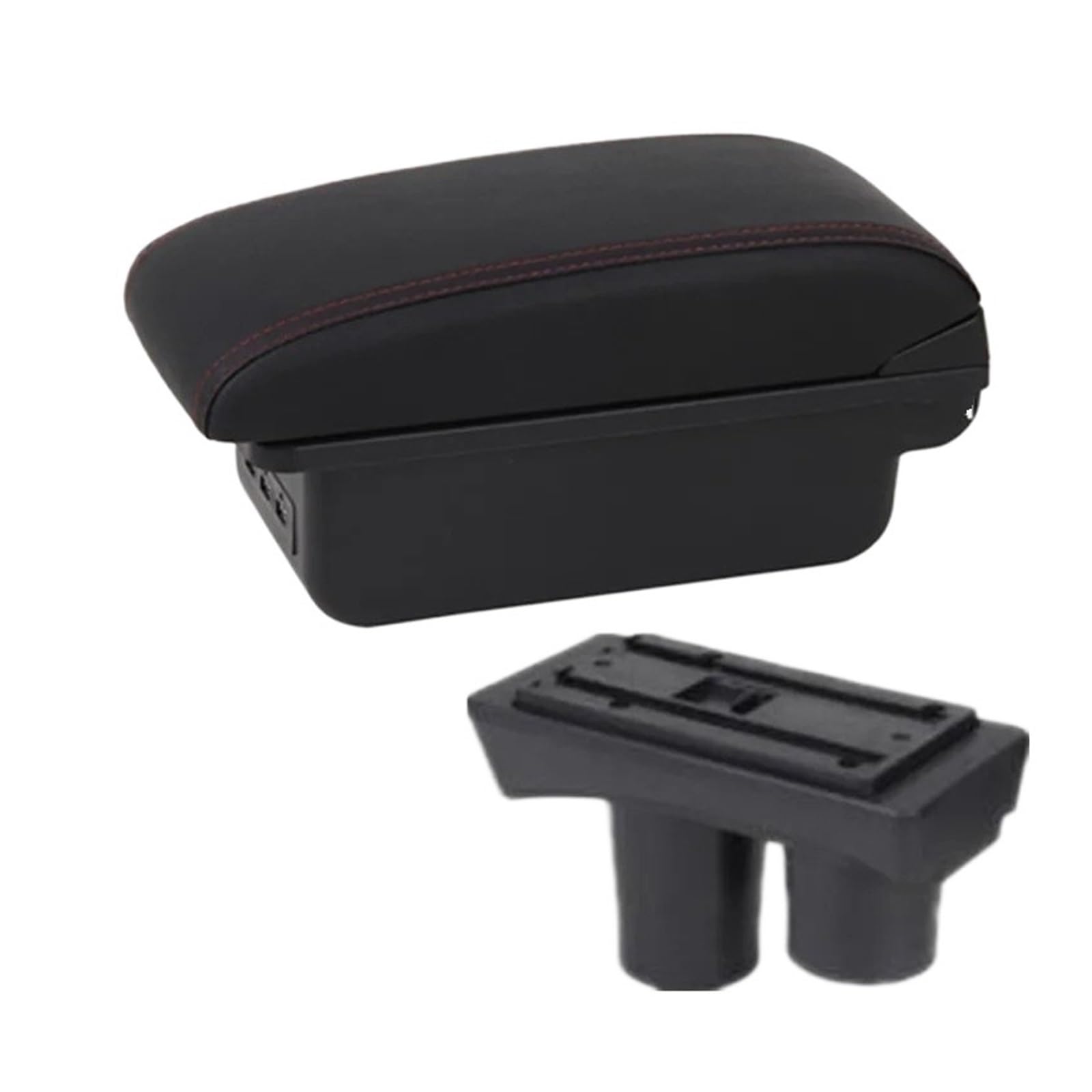 Umdjju B1 Red Line 3Usb For Citroen For C2 For C3 Car Armrest Box Center Storage Interior Dedicated Retrofit Part Accessories Car Centre Console Armrest Box(B1 Red Line 3Usb)