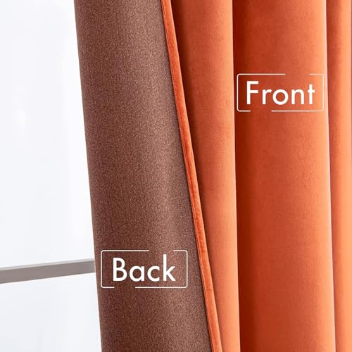 Image of MIULEE Velvet Curtains 52x96 inches 2 Panels Fall Orange Blackout Curtains | Luxury, Bedroom Living Room, Thermal Insulated, Super Soft Window Drapes, Rod Pocket & Back Tab