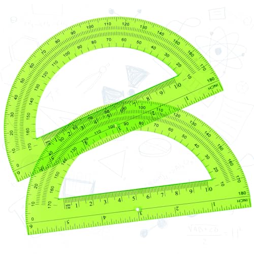 image for Zonon 2 Pcs 6 Inch Plastic Protractor Math Protractors 180 Degrees Ang
