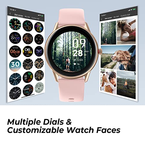 ساعة ذكية ساوند بيتس للنساء حديثة جديدة، 13 نمط رياضي متوافقة مع جوالات ايفون وAndroid، بوجوه ساعة قابلة للتخصيص لتتبع اللياقة البدنية مع مراقب لمعدل ضربات القلب ومتتبع النوم - زهري