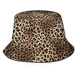 Leopard Print Unisex Bucket Hat Travel Beach Outdoor Fisherman Cap Sun Protection，Summer Sun Hat fo