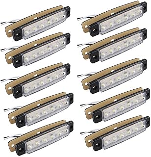Futheda 10pcs 12V Side Marker Lights 6SMD LED Lamps Front Rear Side Light Position Indicators for Trailer Truck Caravan Camper Van Lorry Bus Boat Tractor Motor White
