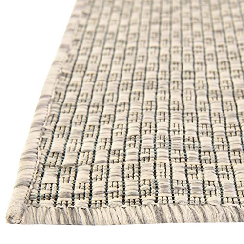 Unique Loom Collection Casual Transitional Solid Heathered Indoor/Outdoor Flatweave Area Rug, 6 Ft X 9 Ft, Light Gray/Ivory #TOP4