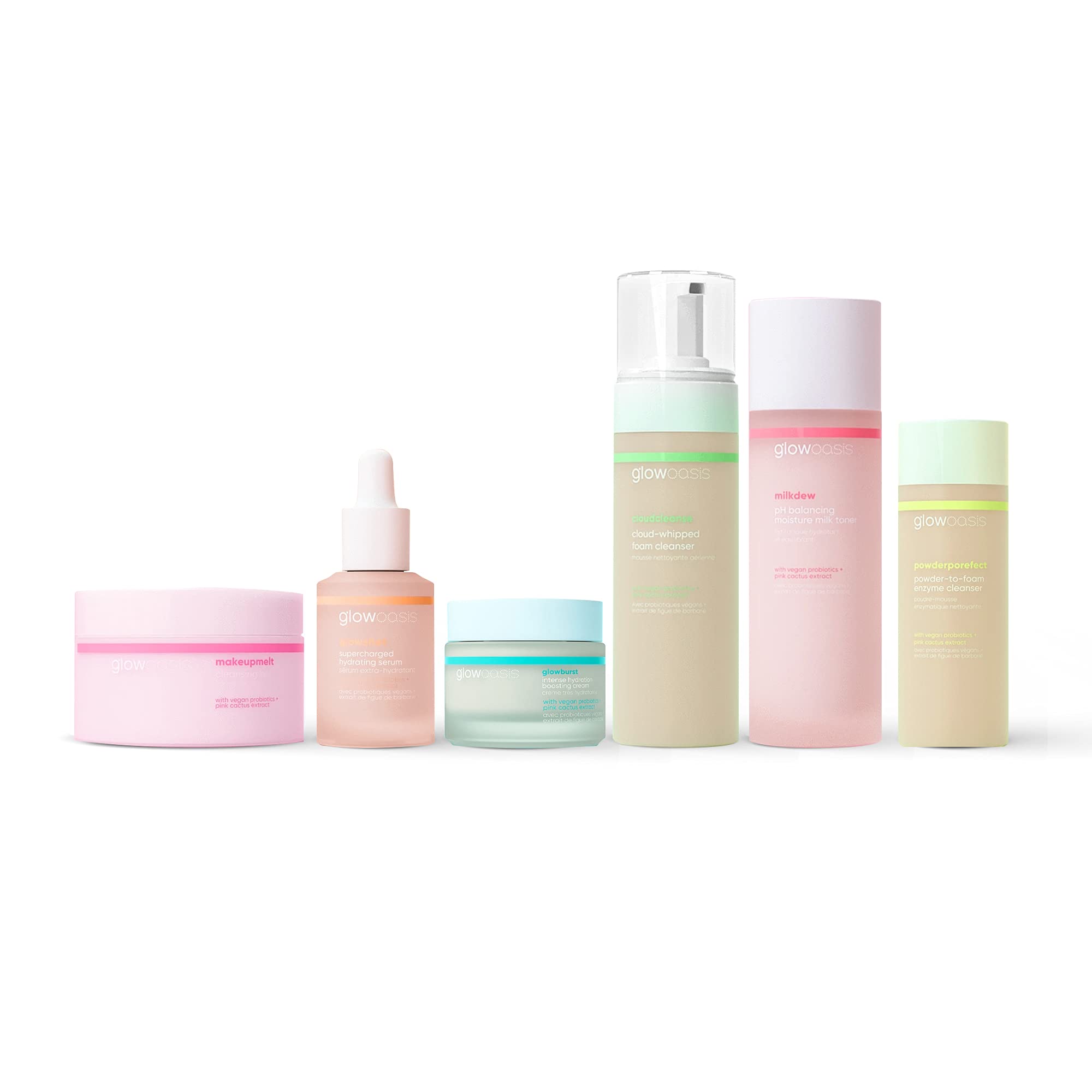 GLOWOASIS- Glow to Go Kit- Travel Sized Bundle of Cleansers, Toner, Serum & Moisturizers, Vegan Skin