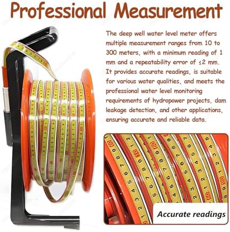 Portable Electronic Water Level Meter with Stainless Steel Probe, Indicator Light & Peak Display for Accurate 20m Well, Borehole & Reservoir Measurement