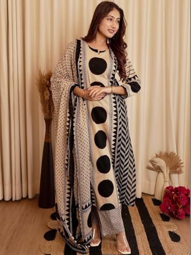 Image of Klosia Women Printed Straight Kurta and Pant Set with Dupatta | Printed Kurta Set | Cotton Kurta Set | Women Kurta Sets | Summer Suit |