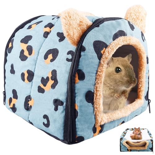 GBKDQQ Meerschweinchen Bett, Kuschelhöhle mit Abnehmbarem Kissen, Kaninchen Bett, Winter Meerschweinchen Kuschelhöhle, Käfige, Höhlen & Schlafplätze für Kleintiere Chinchilla Kaninchen (Blau)