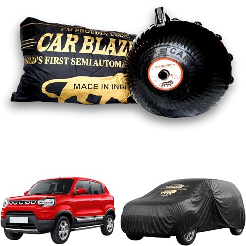 Image of CARBLAZER Portable & Semi-Automatic Full Body Car Covers: Heavy Duty Device| Anti-Theft| Dust & Scratch Proof | Water & Wind Resistant|Custom Fit| Dual-Side Cover, Compatible for Maruti Spresso