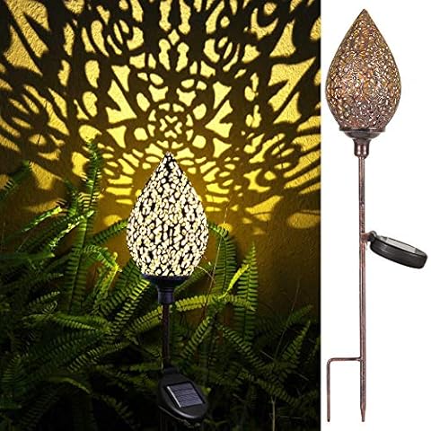 Garden Solar Lights Pathway Outdoor Solar Stakes Lights, Waterproof Decorative Metal Olive Lights for Yard, Lawn, Patio, Courtyard Cover