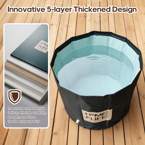 Faltbare Badewanne für Dusche, Freistehende Badewanne für Heißes Bad und Eisbad, Eisbadewanne für Erwachsene (80 x 65 cm)