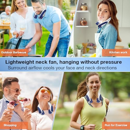 Image of Hionly AI Neck Fan, 6 Speeds Adjustable Portable Personal Fan Rechargeable, 6000 mAh Battery Faster Cooling Wearable, Ultra Quiet for Home, Office, Travel, Outdoor