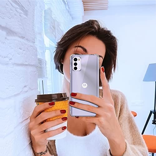 Image of Lustree Back Cover Transparent Case Compatible with Motorola G42 | Clear + TPU Case with 4 Corner Air Cushion Protection & Camera Protection | Slim& Stylus Cover