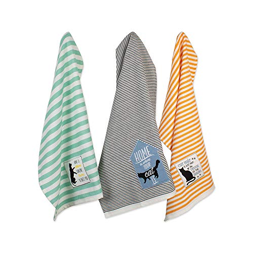 DII Print Dishtowel Set, Cat's Meow S/2 3 Count