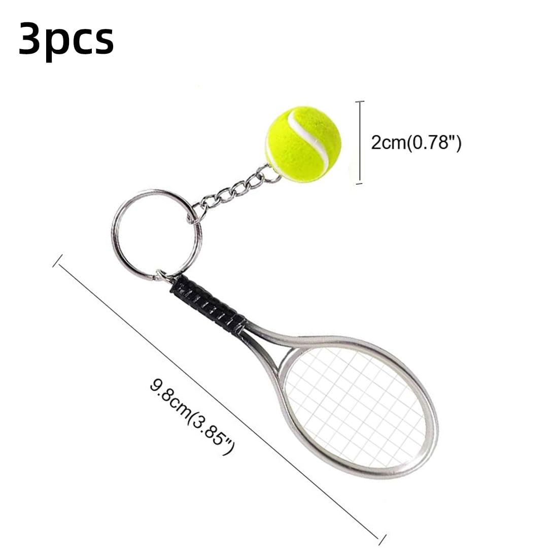 Portachiavi Tennis Con Pallina E Racchetta - 3 Pezzi Colorati - Foto 6