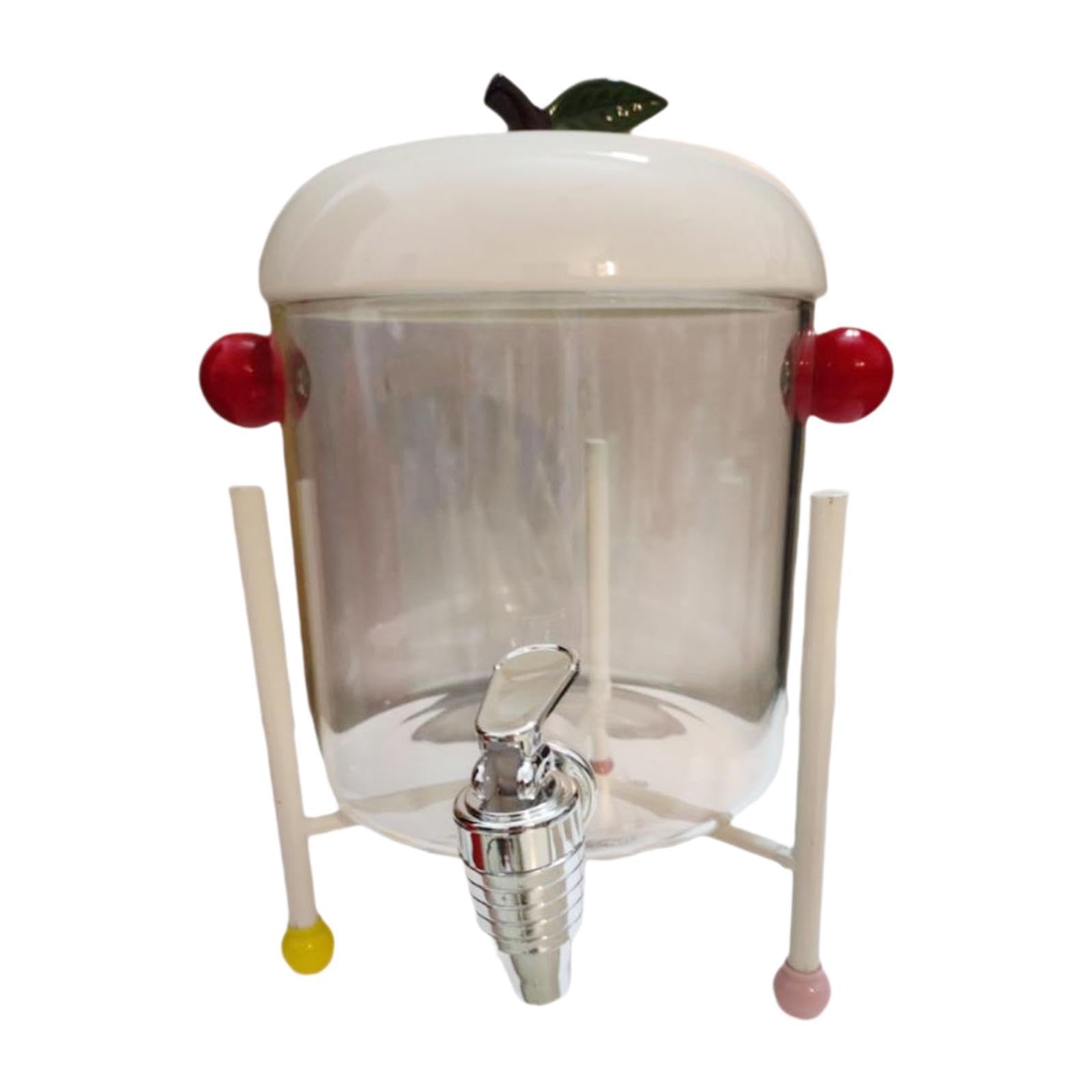 MERIGLARE Dispensador de Bebidas Jarra Grande para Nevera Contenedor de Líquidos con Grifo de Vidrio Resistente Y Soporte Estable Adecuado para Reuniones Famil, do, Individual