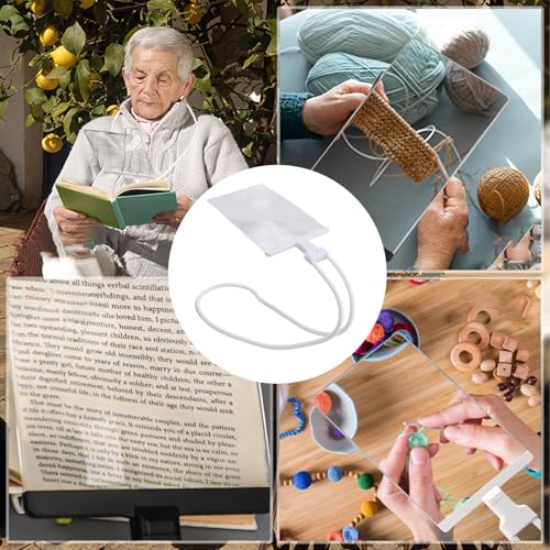 BAOFUYA Hängende Halslupe, 4-fache Vergrößerung, Schwanenhals Hals Trage Seitenlupe Zum Lesen, Reparieren, Nähen, Kreuz (WHITE)