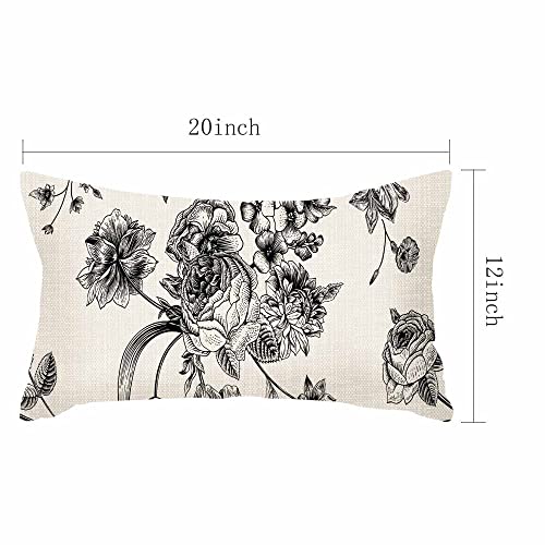 Ibiliu Roses Tulips，Throw Pillow Covers Vintage Floral With Victorian Bouquet Of Flowers On Garden Delphinium Petunia Pillow Case 12X20 Inches #TOP4