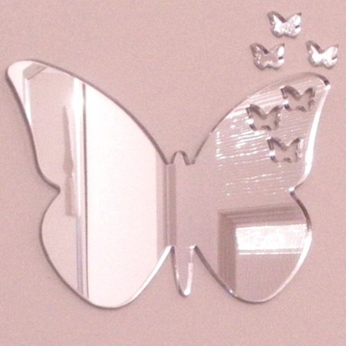 Set Di 4 Specchi A Farfalla Per Parete E Porta - Decorazione Murale Personalizzata, Acrilico Antisfondamento, Facile Da Appendere (20x14 Cm)