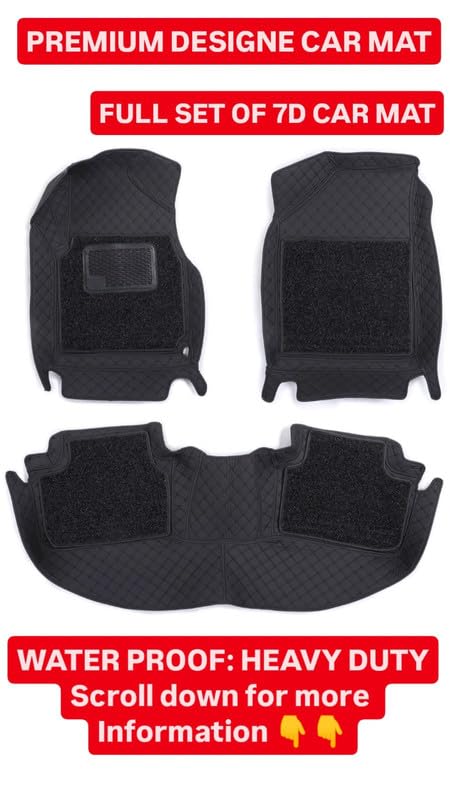 Image of 7D car mat Full Set for Toyota Urban Cruiser (Model : 2022-2024) Luxury Leather Double Car Floor Mat Complete Set || 100% Waterproof and Washable || Color : Black