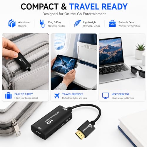 Image of Guermok HDMI to USB C Video Display Adapter, 4.9ft AR Glasses Hub, 4K@60Hz HDMI Male to USBC Female for XREAL One /Air 2 Pro /RayNeo /Rokid, Switch 2 /1, Xbox1, PS4 /5, Portable Monitors, Black