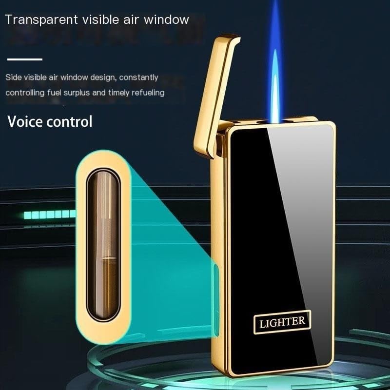Encendedor inteligente activado por voz con llama turbina azul miniatura 4
