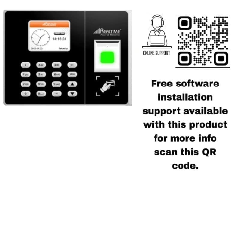 Image of Realtime | RS9W WiFi Biometric Attendance Machine with RFID Card Reader Digital Display Realtime Time Tracking Office Staff Employee Time Recorder