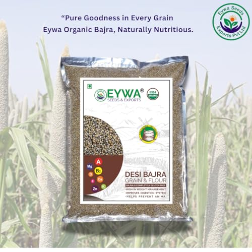 Image of Eywa Organic Bajra whole Garains (1 KG) for eating and cooking | Pearl millet grains | Produce of India from Organic Farms