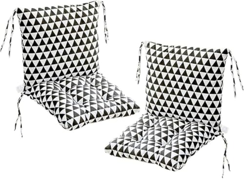 40 x 80 cm, 2 unidades de cojines para silla con respaldo bajo, cojín acolchado para silla de jardín, cojín de respaldo con cintas, cojín acolchado para sillas/bancos en casa y jardín