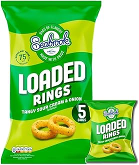 VSTARChips Crisps Bags Collections - Deliciously light & Crispy Chips Bags (loaded rings sour cream & onion (5 x 16g), 2 Packs)