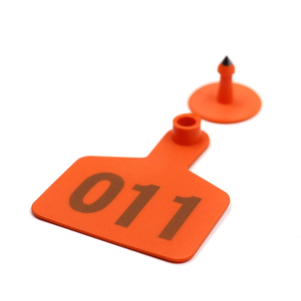 Marchi Auricolari Numerati 001-100 TPU Arancioni Identificazione per Bovini Capre Pecore Maiali