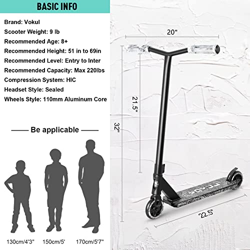 VOKUL K1 Pro Trick Scooter | Stunt Scooter, for Kids 8 Years and Up,Teens,Adults - Best Entry Level Freestyle Stunt Scooter for,Boys,Girls - Freestyle Skate Park Street Scooter (Spider-Black) by VOKUL - Image 6