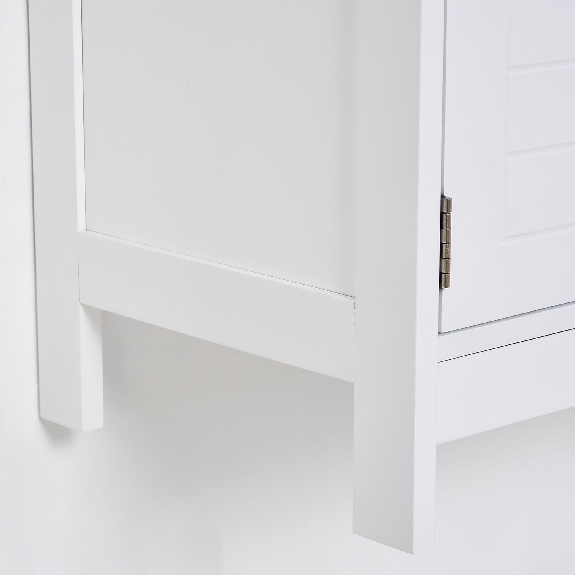 kleankin Armario para Debajo de Lavabo con Estante 60x30x60 cm Blanco | Gabinete de Baño, 2 Puertas de Almacenamiento, Dispositivo Antivuelco, Resistente a la Humedad