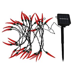 OSALADI Peper String Lights Draad Chili Led Strings Solar Power Outdoor Waterdichte Snaar Licht Patio Balkon Fairy Licht…