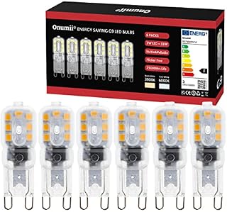 Onumii G9 LED Bulbs 3W Capsule G9 Bulbs Equivalent to 25W 28W Halogen G9 Light Bulbs Warm White 3000K AC220-240V (6 Pack)