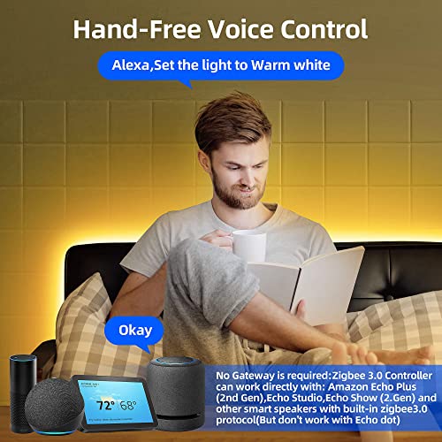 Smart ZigBee 3.0 RGBWW LED Strip Controller Dimmable Compatible with Hub Bridge,Echo Plus Alexa for APP/Voice Control 6 Wire RGBCCT RGBW LED Light Strip Ambiance Lighting(only a ZIGBEE Controller) - Image 3