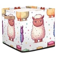Large Fabric Storage Cubes with Handles, Sheep Cute Cube Storage Bins Organizer Boxes Cube Baskets for Organizing Closet Shelves（13x13x13Inch）