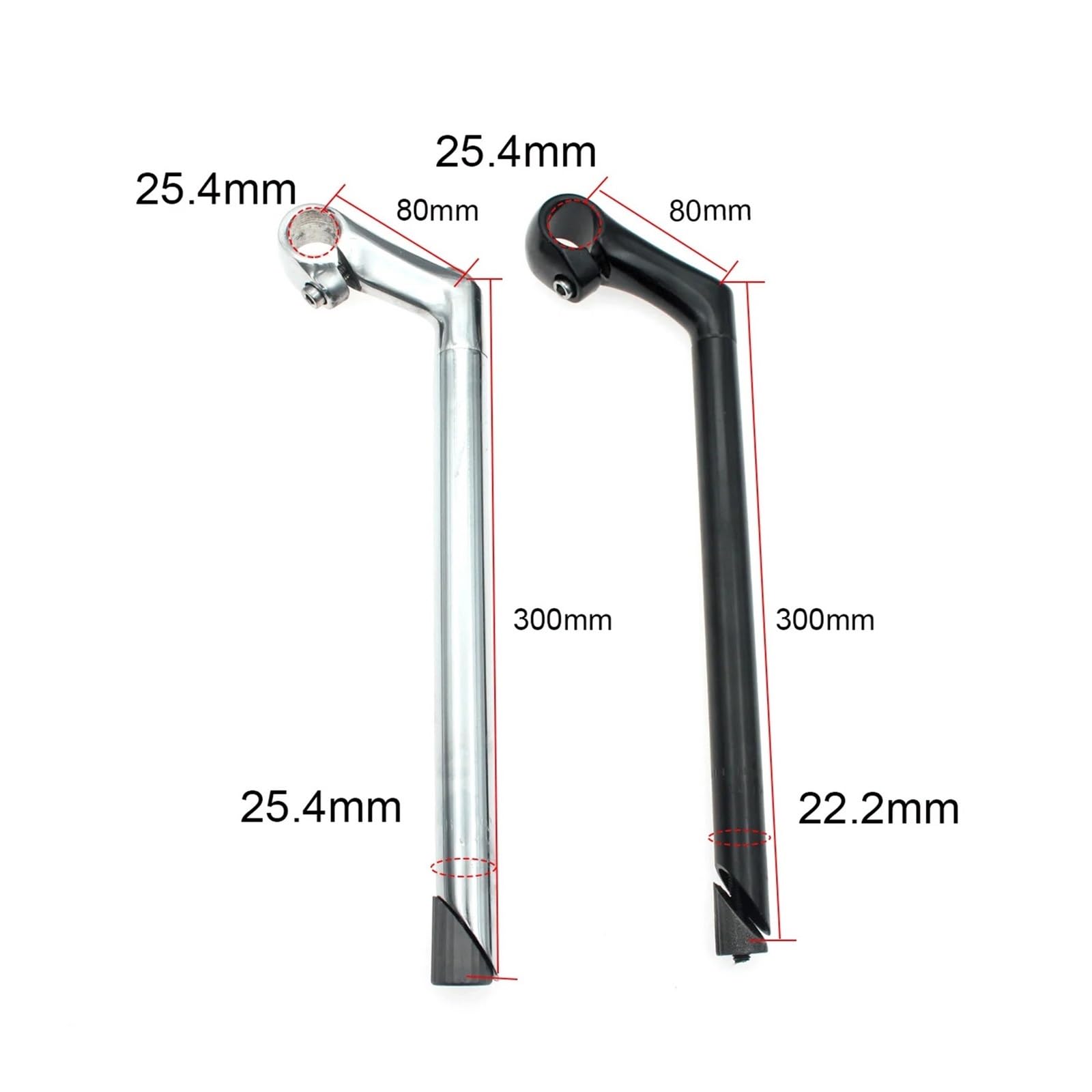 Potence Vélo Col De Cygne – 25,4mm (guidon) / 22,2mm (tube) – Alliage Alu – NEUF