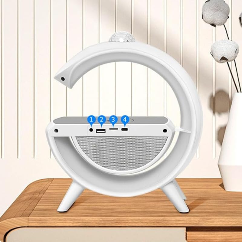 Image of Exxelo Bluetooth Speaker with FM Radio RGB Light Table Lamp Wireless Charger LED Smart Wake Up Light 15W Wireless Charging Loud Speaker for Home Decoration, Bedroom & Gaming Room