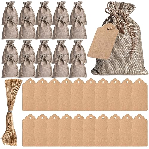 DKDDSSS 20 Pcs Bolsas de Yute, Bolsitas de Tela Saco Bolsas Yute, Bolsas de Regalo, Bolsa de...