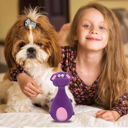 Image of PetVogue Rubber Squeaky Chew Toy for Small Dogs and Cats, 12cmL Purple Elephant Kitten and Puppy chew Toy