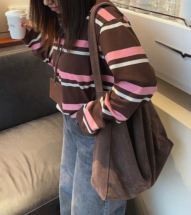 Womens Y2K Stripe Polo Shirt Preppy Aesthetic Tee Shirt Long Sleeves Lapel Neck Sweatshirt Tops4