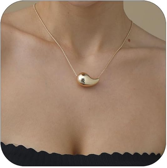 Teardrop Necklace Earrings Jewelry Set for Women, Dupes Drop Dainty 14k Gold Plated Water Hypoallergenic Pendant Necklace