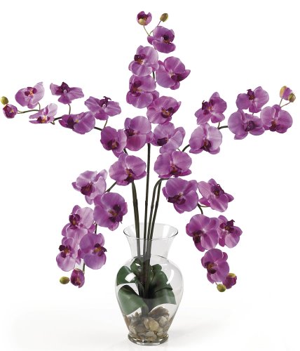 Nearly Natural 1106-MA Phalaenopsis Liquid Illusion Silk Flower Arrangement, Mauve